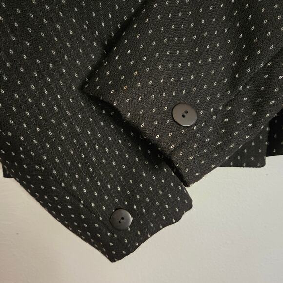 Vintage Christian Dior 80s Wool Blazer 6 Black White Dot Cropped Double Breasted - Picture 7 of 14
